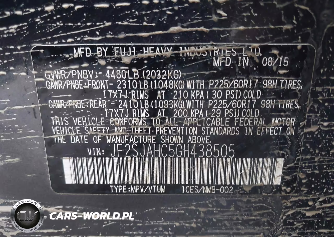 2016 Subaru Forester 2.5I Limited VIN:JF2SJAHC5GH438505 - 9