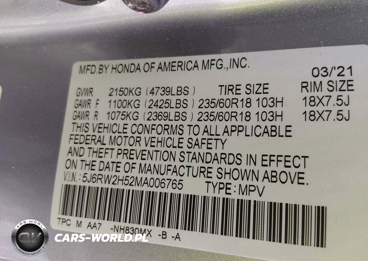 2021 Honda Cr-V Awd Ex VIN:5J6RW2H52MA006765 - 9