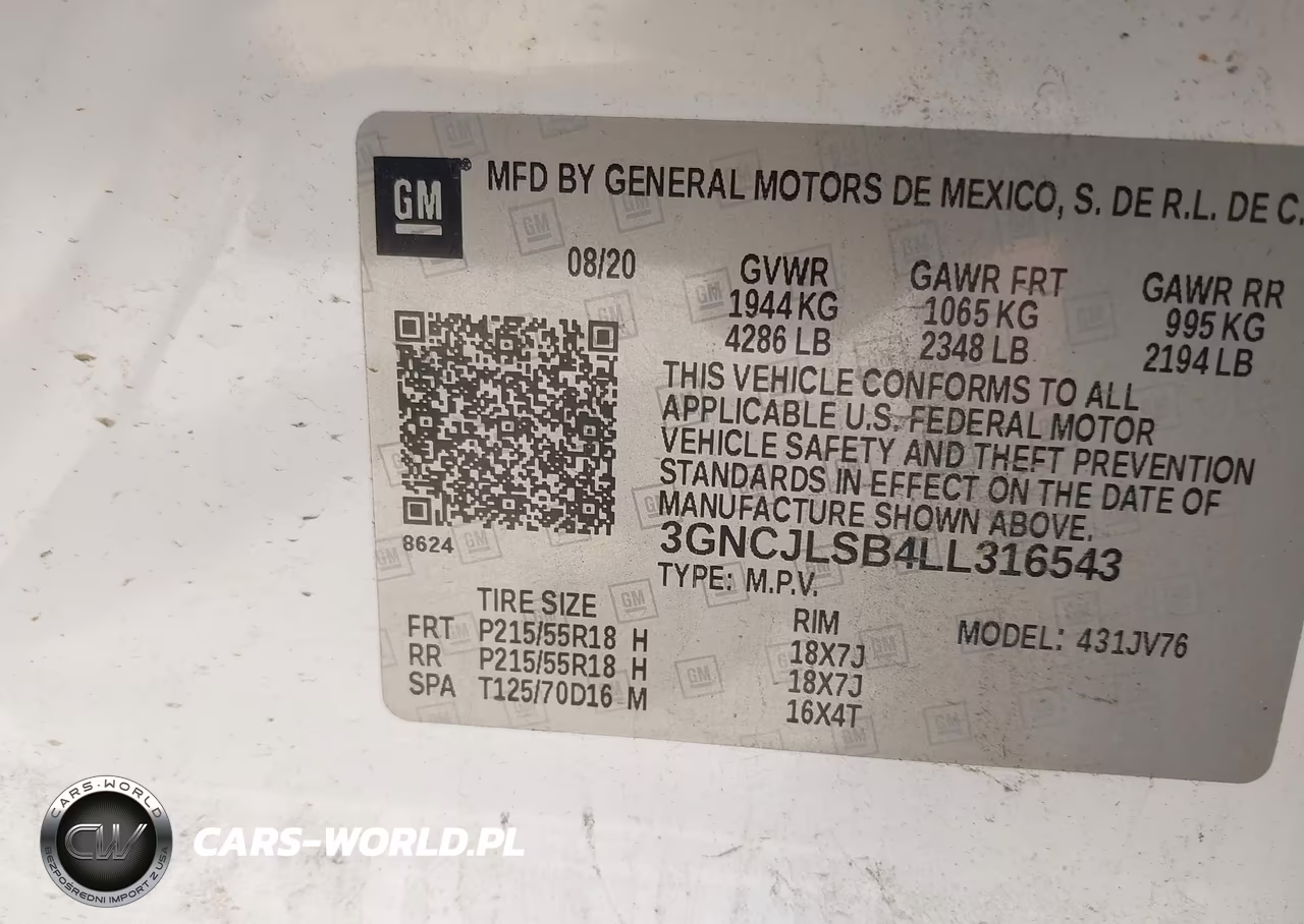 2020 Chevrolet Trax Fwd Lt VIN:3GNCJLSB4LL316543 - 9
