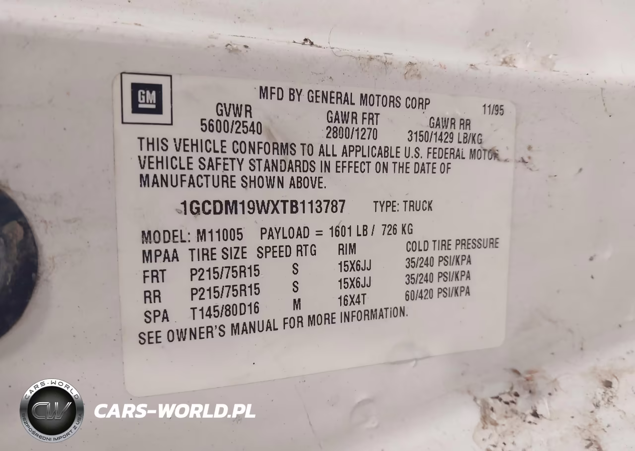 1996 Chevrolet Astro VIN:1GCDM19WXTB113787 - 9