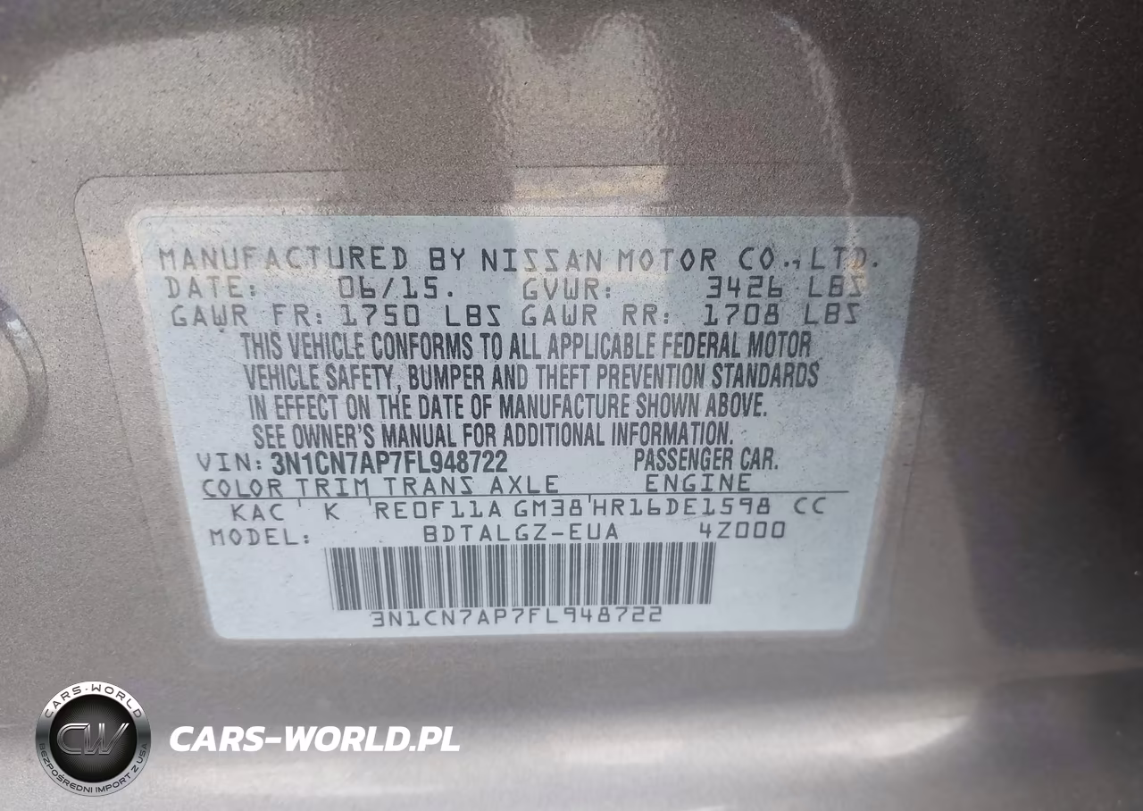 2015 Nissan Versa 1.6 Sl VIN:3N1CN7AP7FL948722 - 9