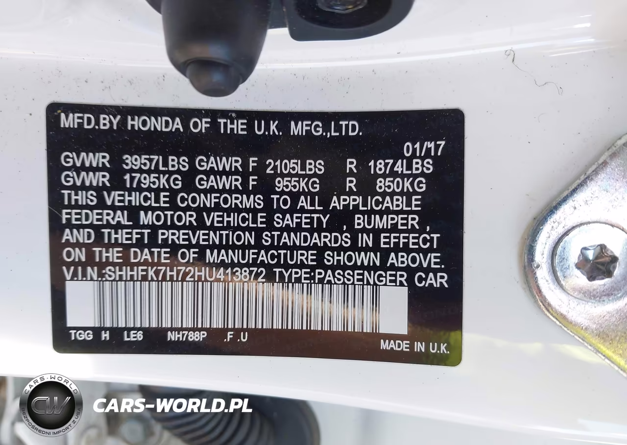 2017 Honda Civic Ex-L VIN:SHHFK7H72HU413872 - 9
