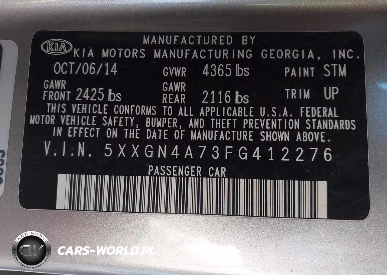 2015 Kia Optima Ex VIN:5XXGN4A73FG412276 - 9