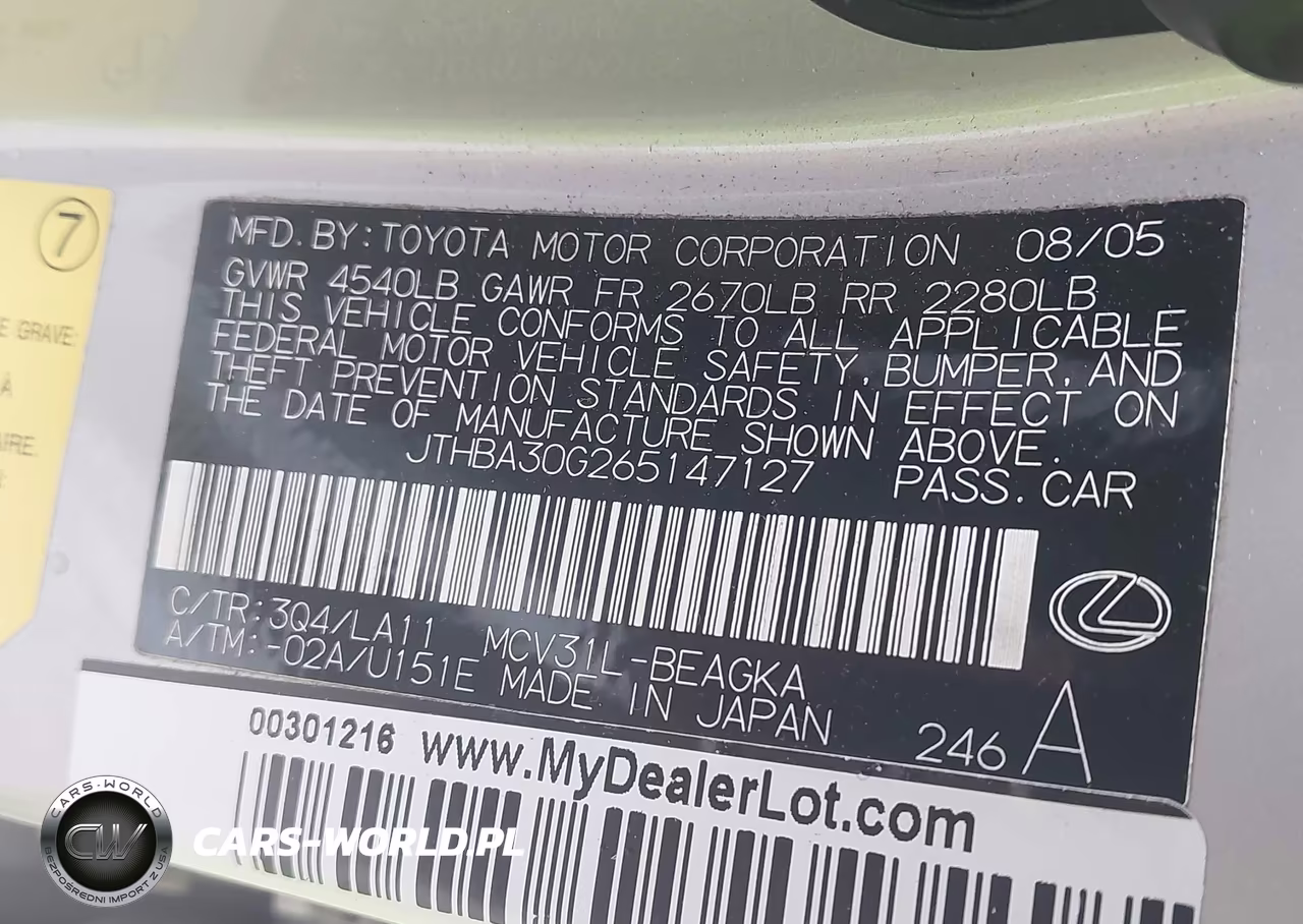 2006 Lexus Es 330 VIN:JTHBA30G265147127 - 9