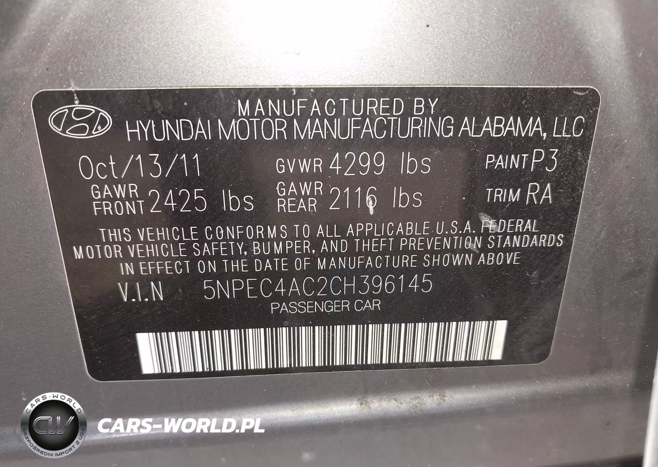 2012 Hyundai Sonata Se VIN:5NPEC4AC2CH396145 - 9