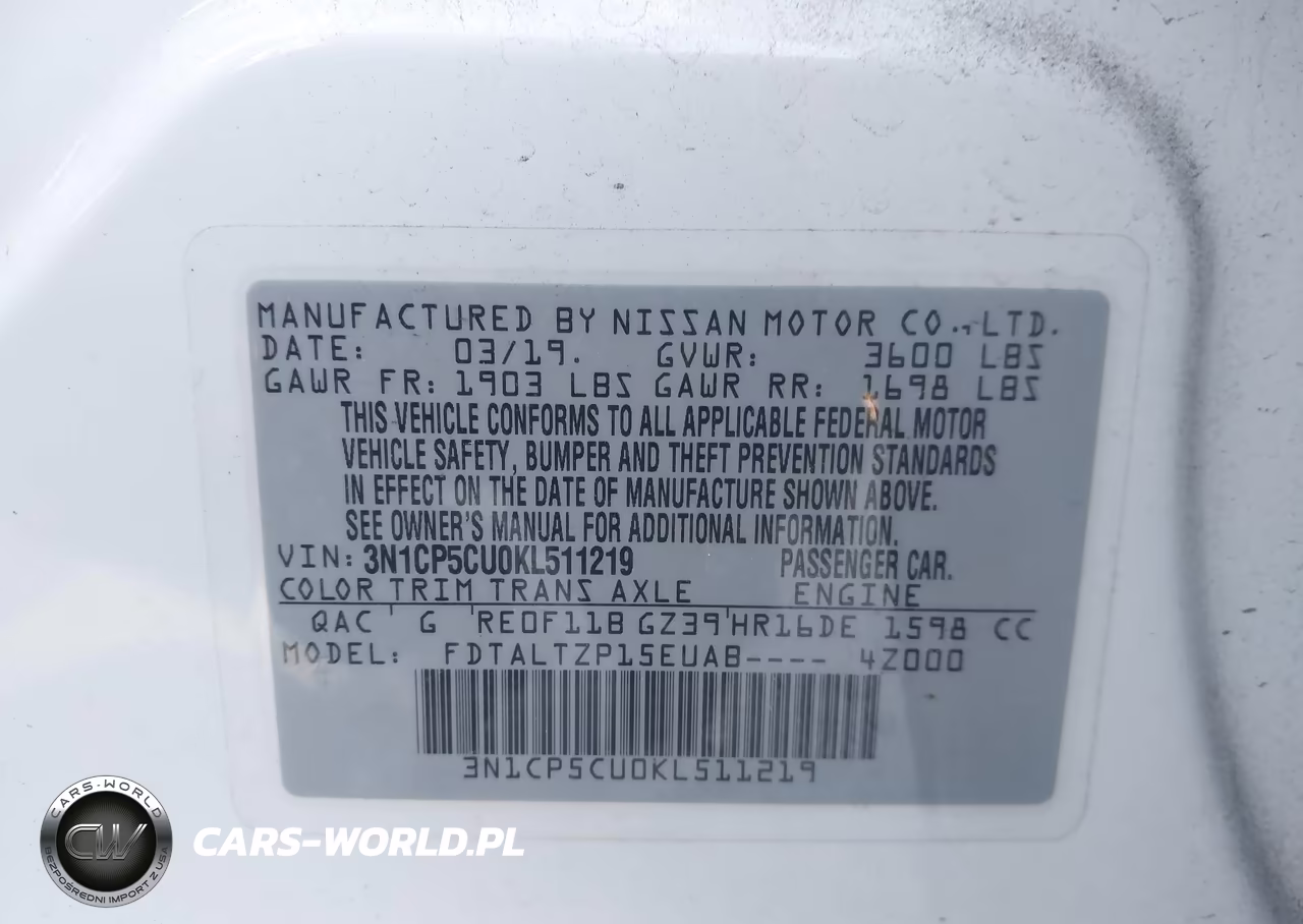 2019 Nissan Kicks Sr VIN:3N1CP5CU0KL511219 - 9