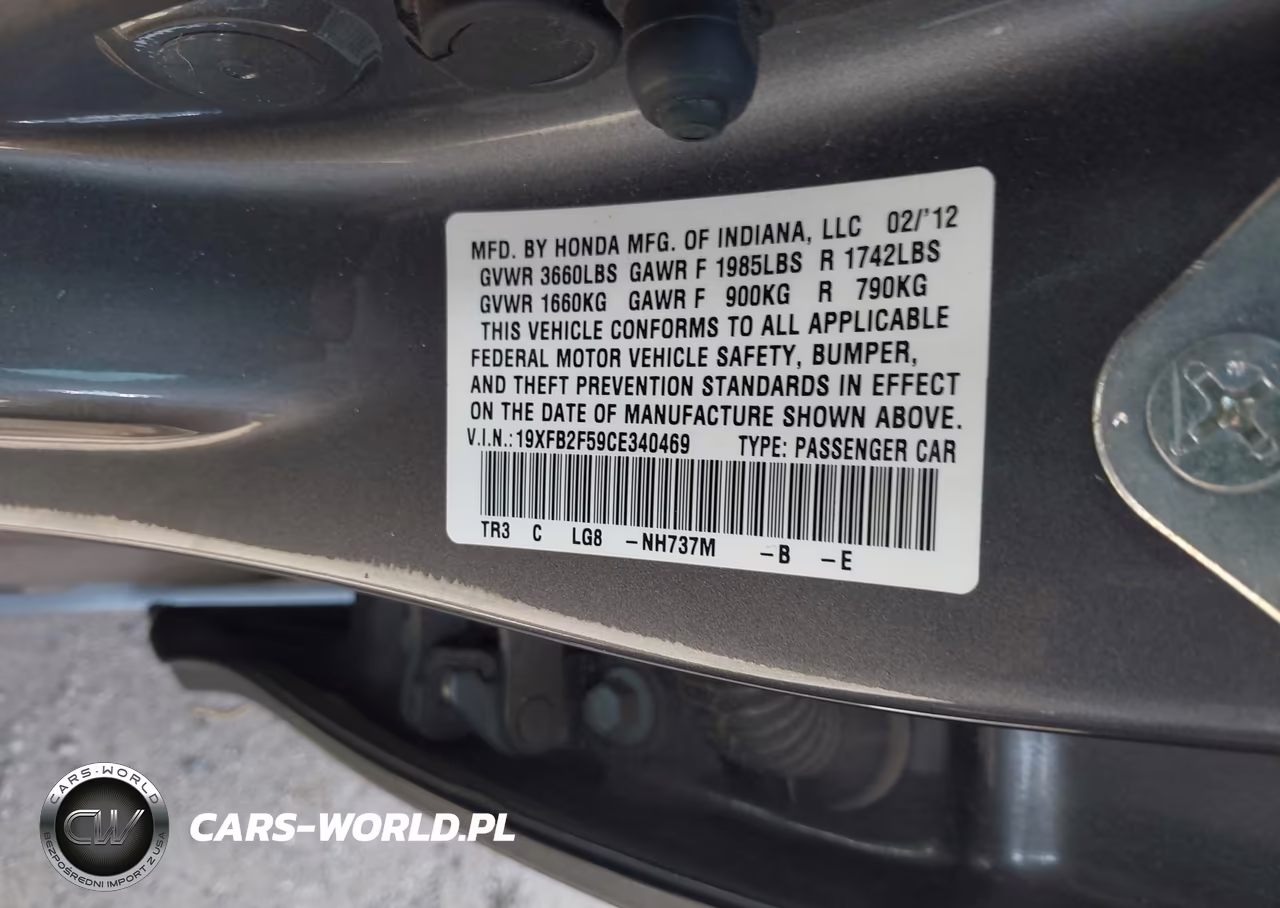2012 Honda Civic Lx VIN:19XFB2F59CE340469 - 9