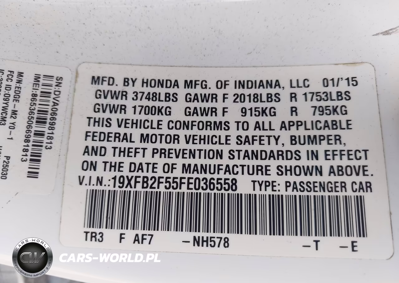 2015 Honda Civic Lx VIN:19XFB2F55FE036558 - 9