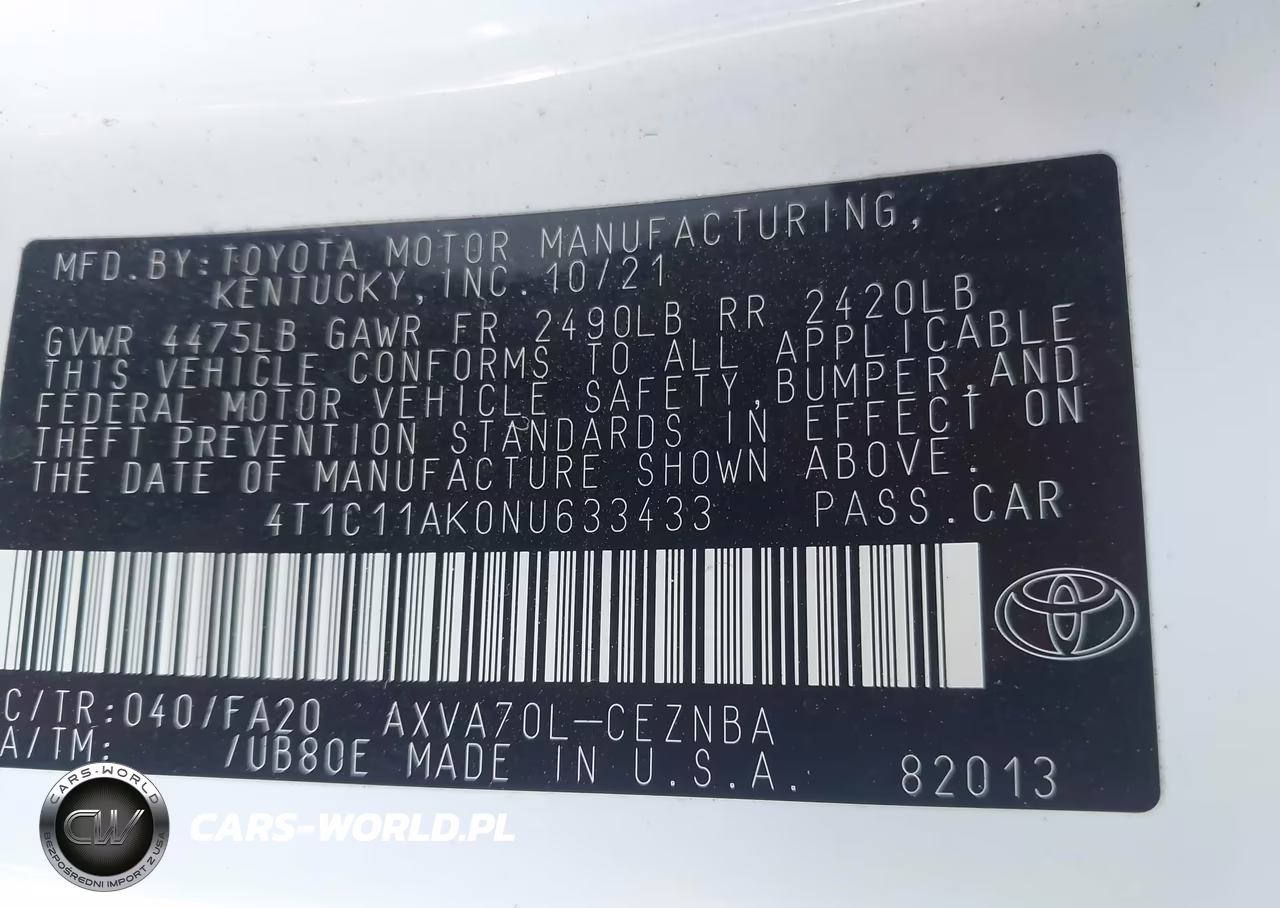 2022 Toyota Camry Le VIN:4T1C11AK0NU633433 - 9