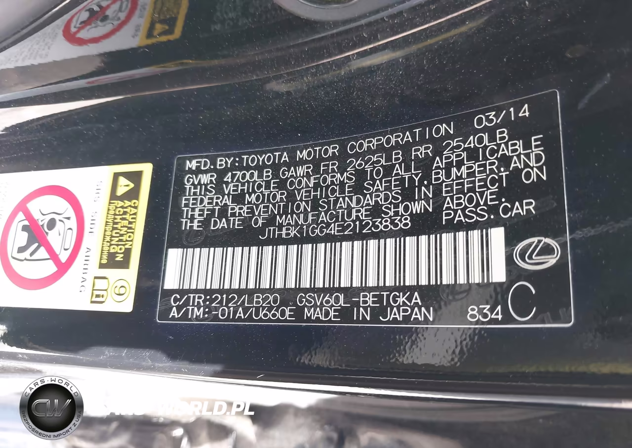 2014 Lexus Es 350 VIN:JTHBK1GG4E2123838 - 9
