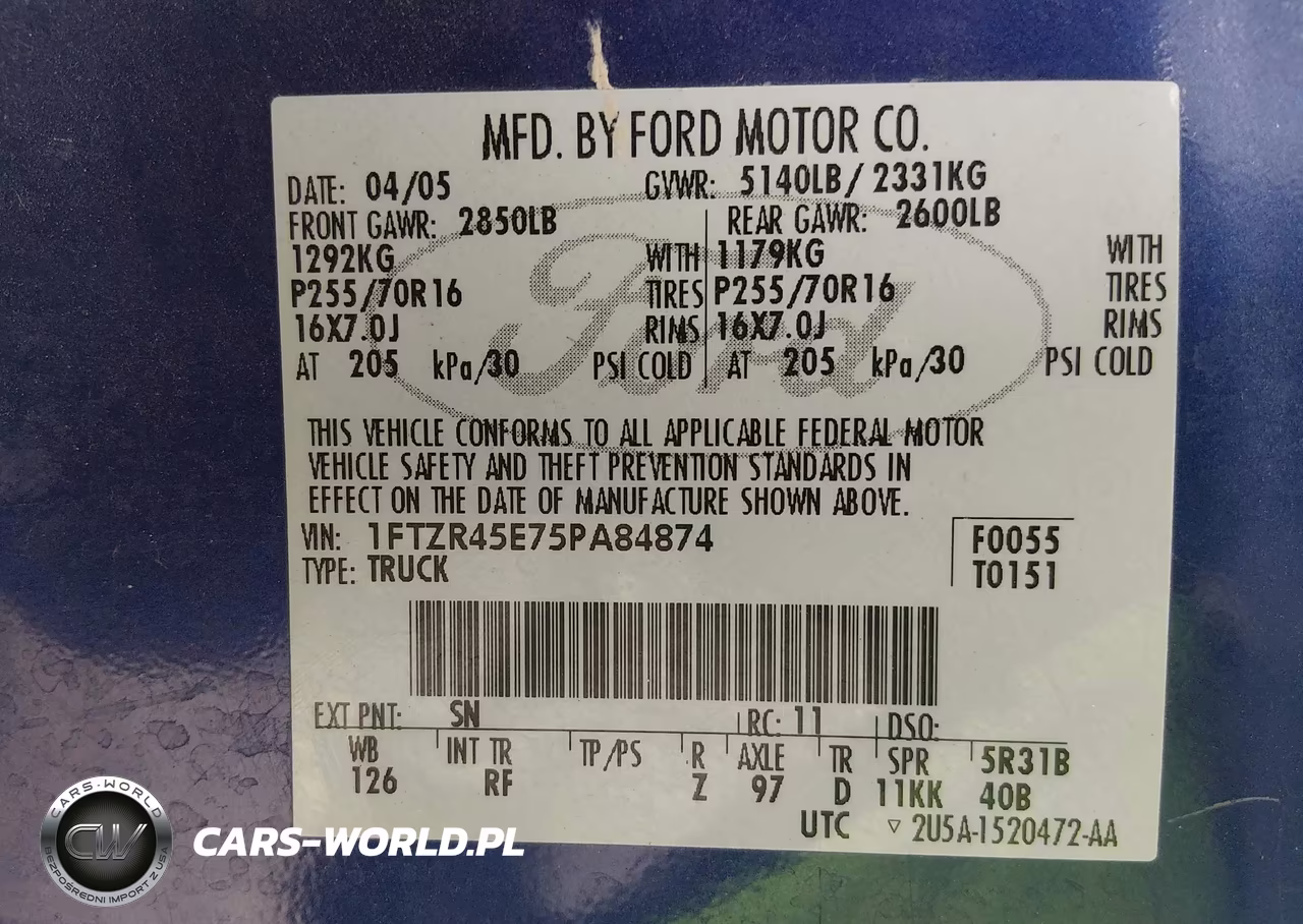 2005 Ford Ranger Edge-Fx4 Level Ii-Fx4 Off-Road-Xlt VIN:1FTZR45E75PA84874 - 9
