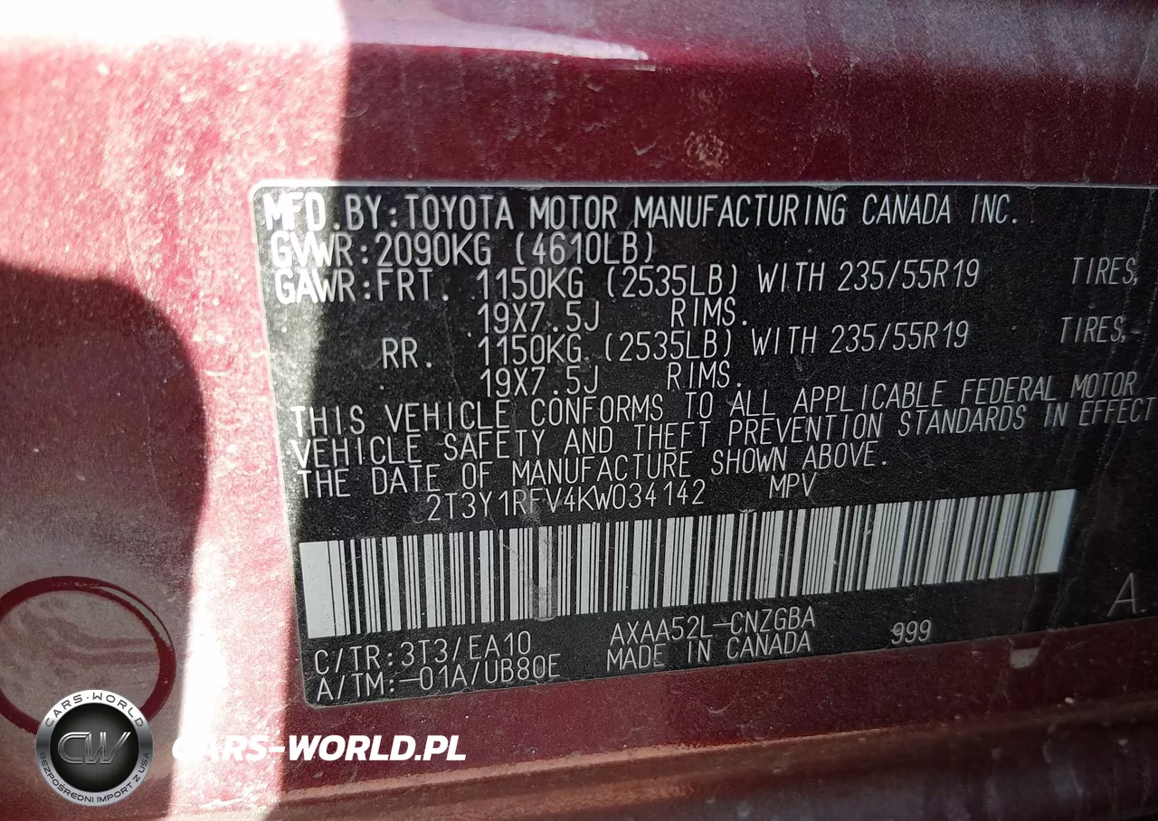 2019 Toyota Rav4 Limited VIN:2T3Y1RFV4KW034142 - 9