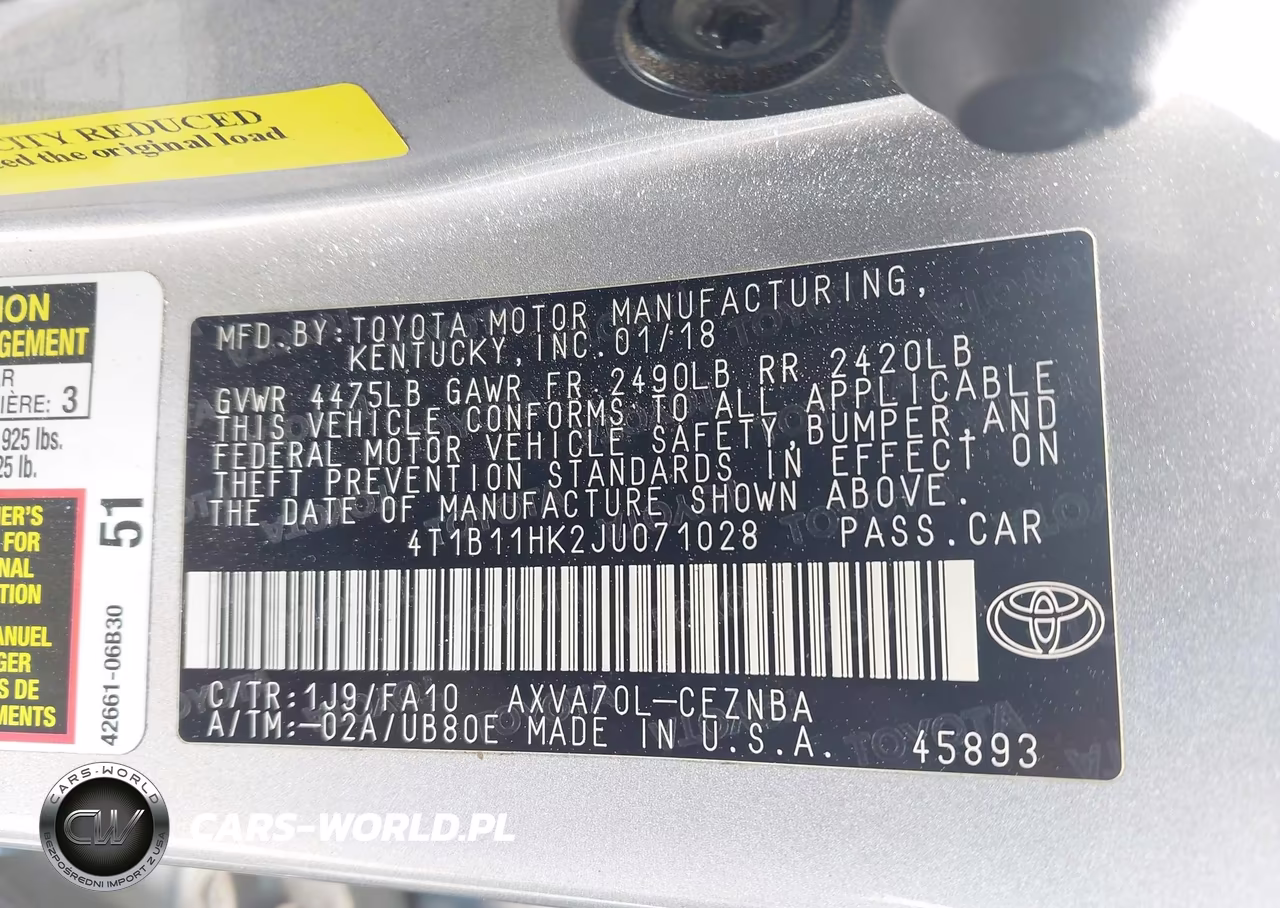 2018 Toyota Camry Le VIN:4T1B11HK2JU071028 - 9