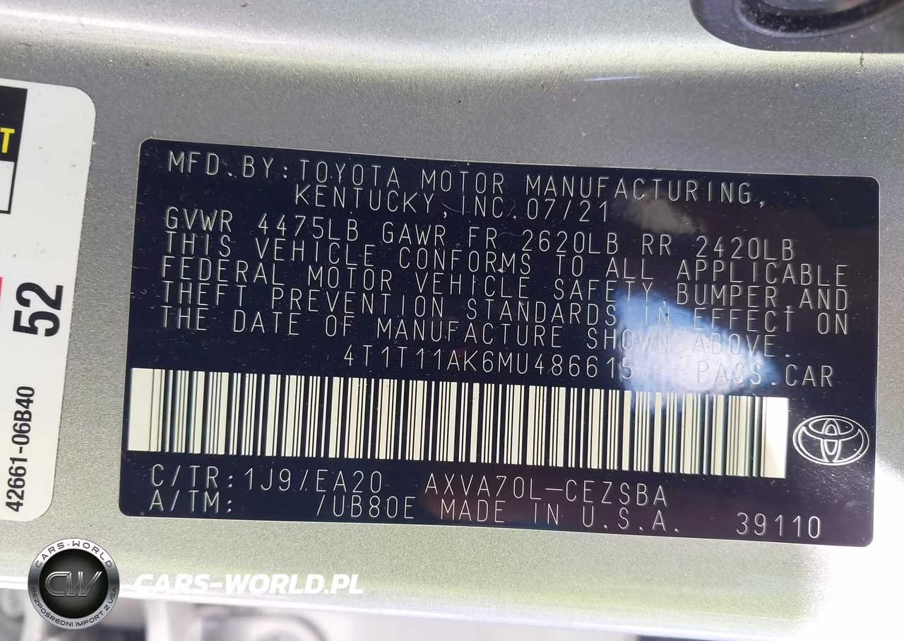 2021 Toyota Camry Se VIN:4T1T11AK6MU486615 - 9