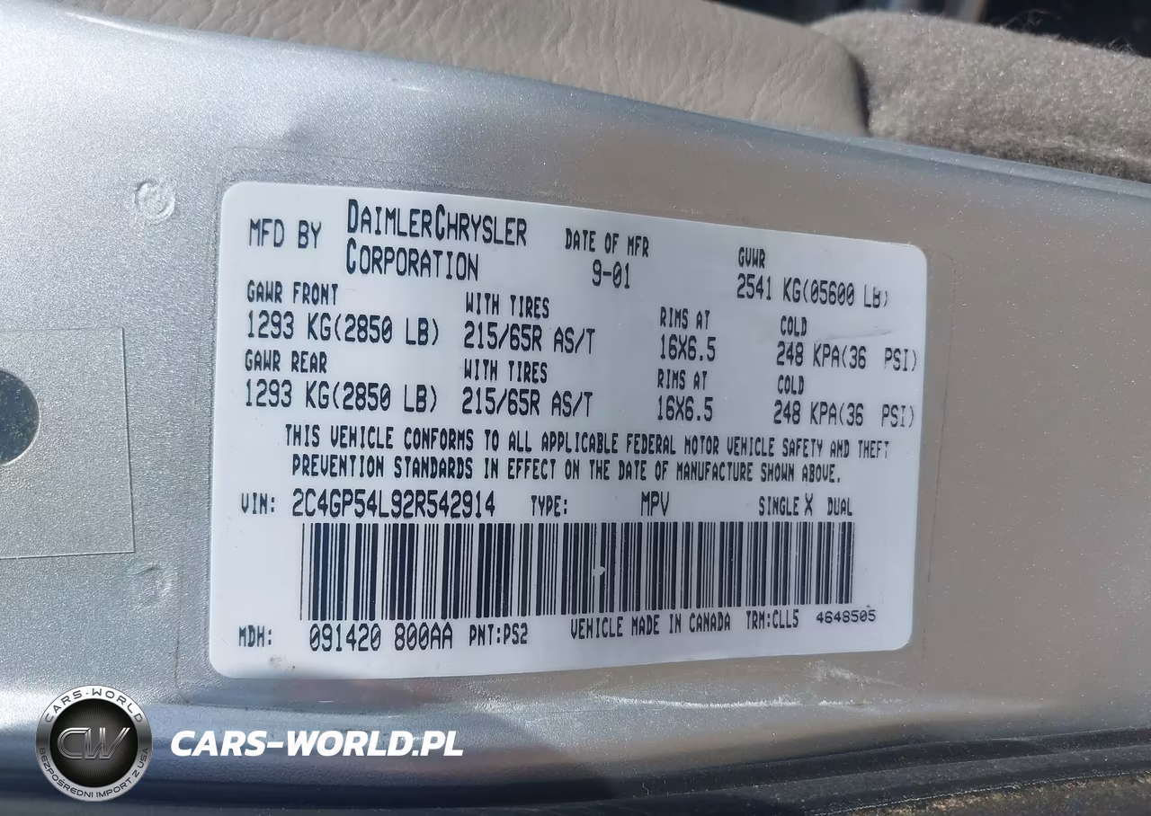 2002 Chrysler Town & Country Lxi VIN:2C4GP54L92R542914 - 9
