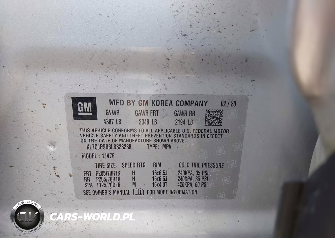 2020 Chevrolet Trax Awd Lt VIN:KL7CJPSB3LB323238 - 9