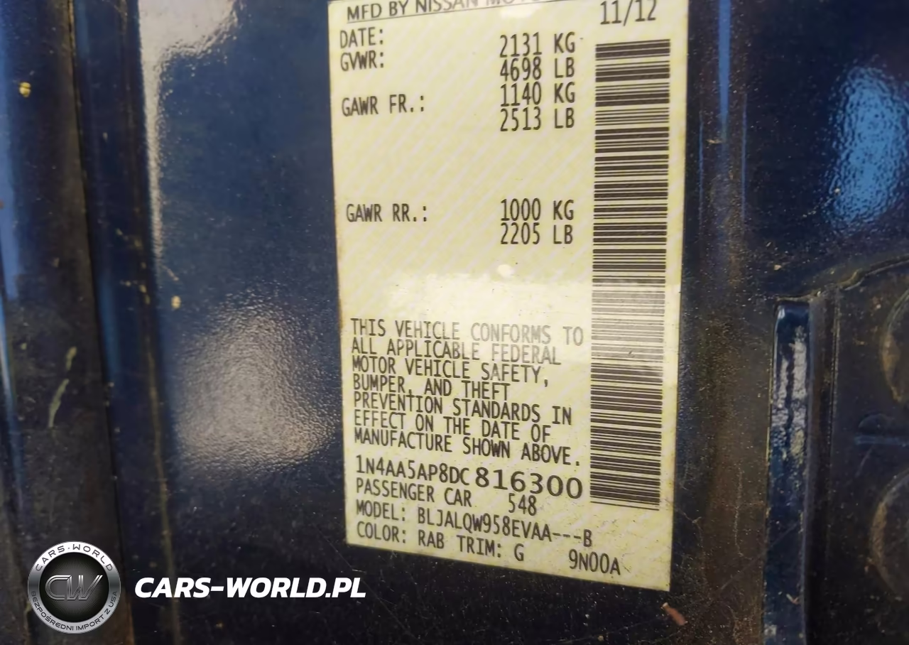 2013 Nissan Maxima 3.5 S VIN:1N4AA5AP8DC816300 - 9