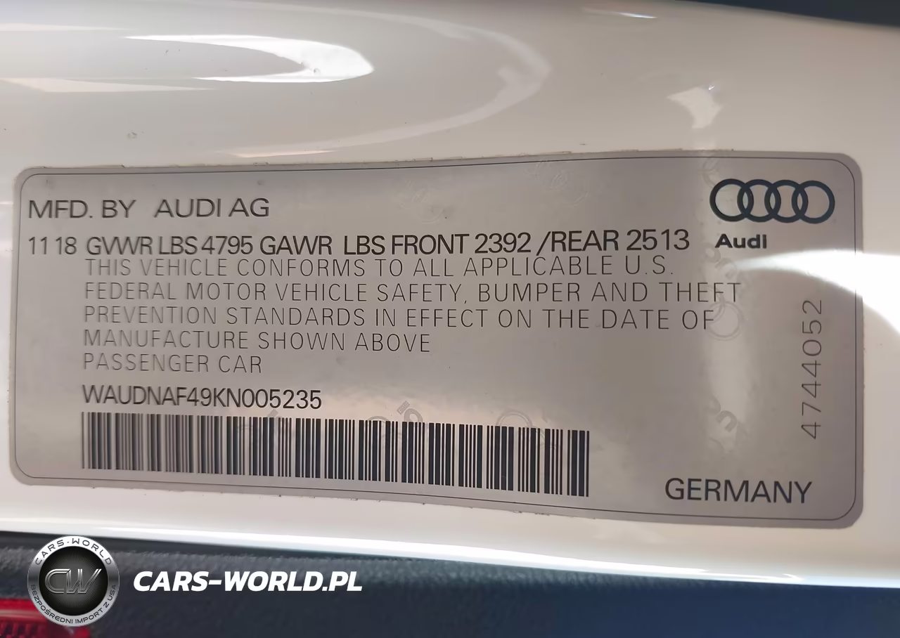 2019 Audi A4 45 Premium VIN:WAUDNAF49KN005235 - 9
