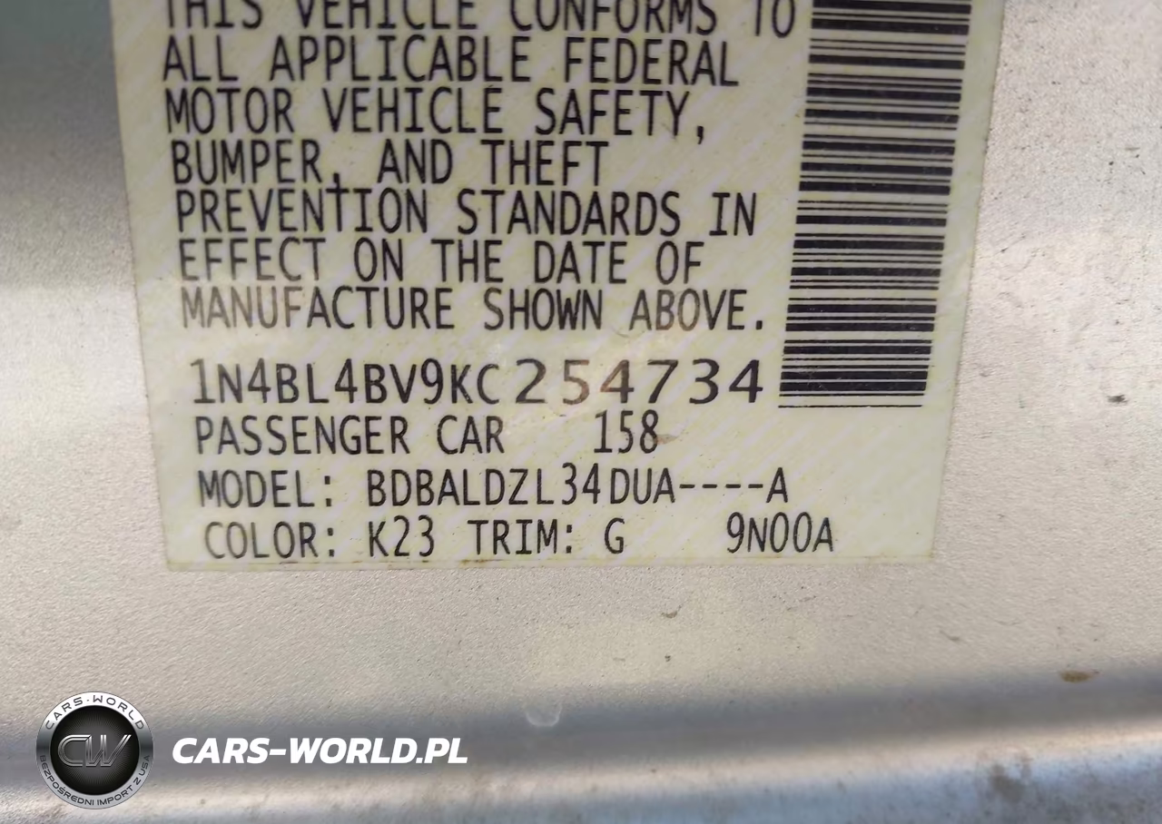 2019 Nissan Altima 2.5 S VIN:1N4BL4BV9KC254734 - 9