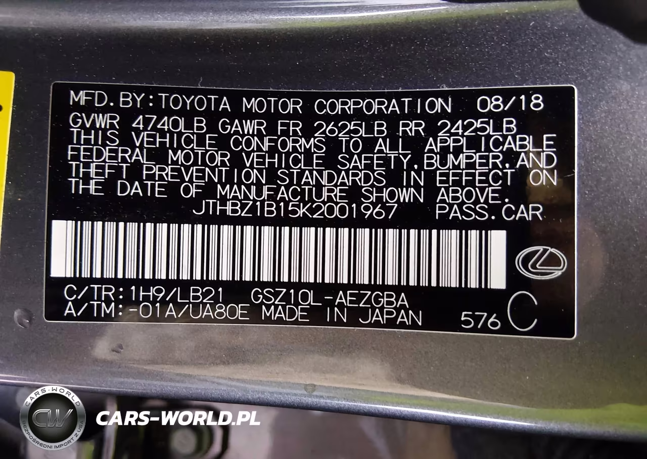 2019 Lexus Es 350 F Sport-Luxury-Ultra Luxury VIN:JTHBZ1B15K2001967 - 9