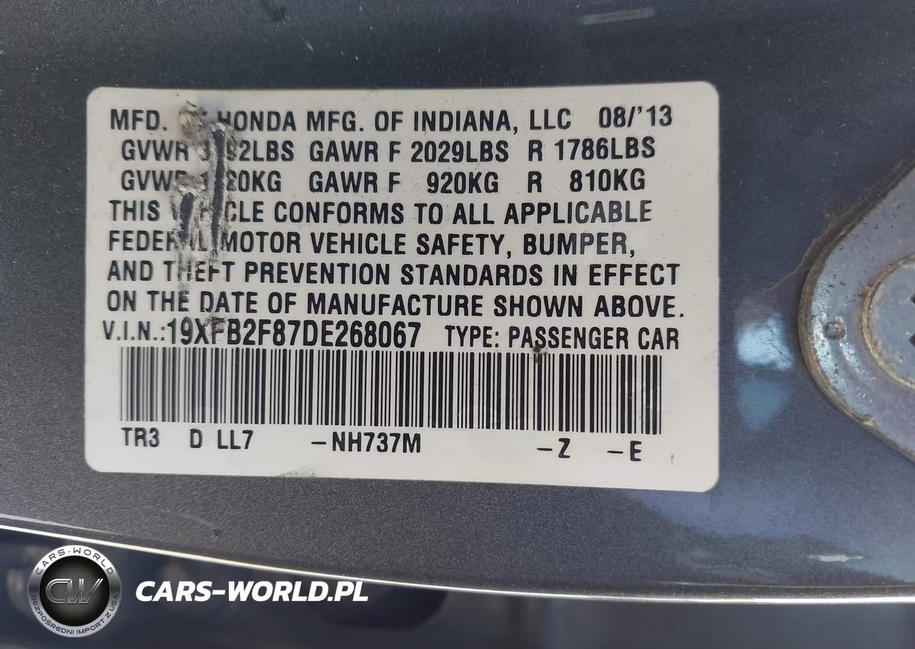 2013 Honda Civic Ex VIN:19XFB2F87DE268067 - 9