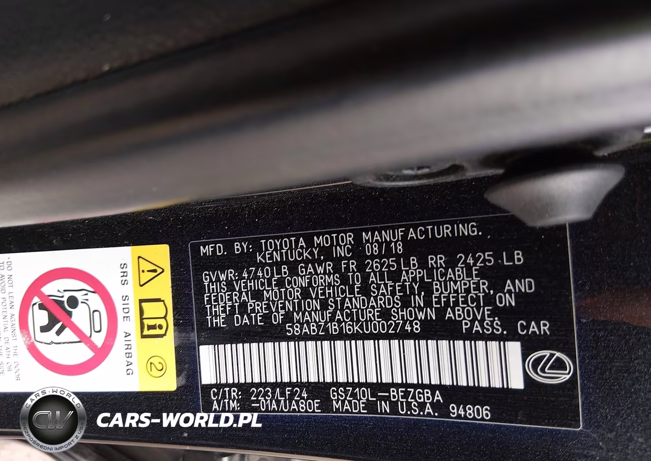 2019 Lexus Es 350 F Sport VIN:58ABZ1B16KU002748 - 9