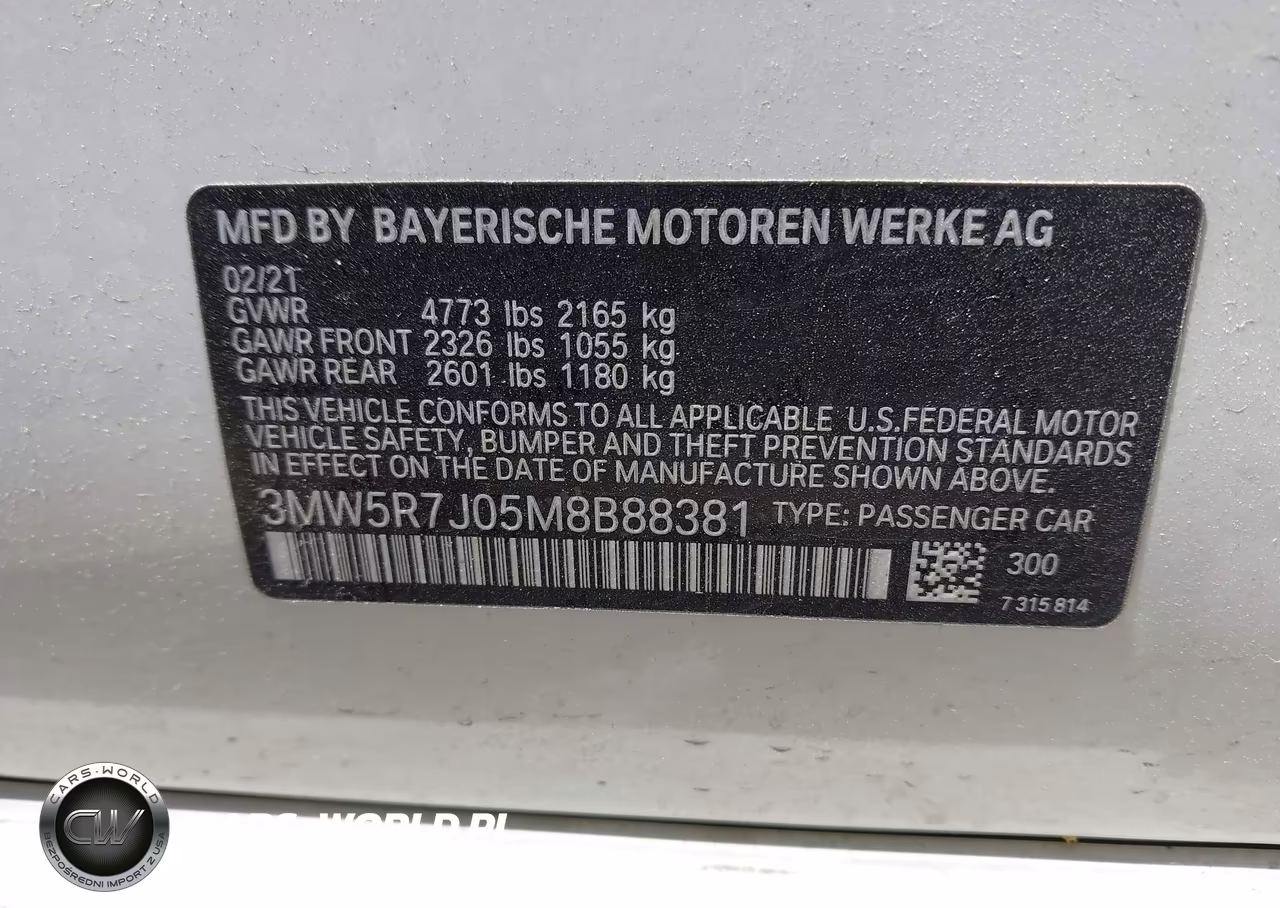 2021 BMW 330I xDrive VIN:3MW5R7J05M8B88381 - 9