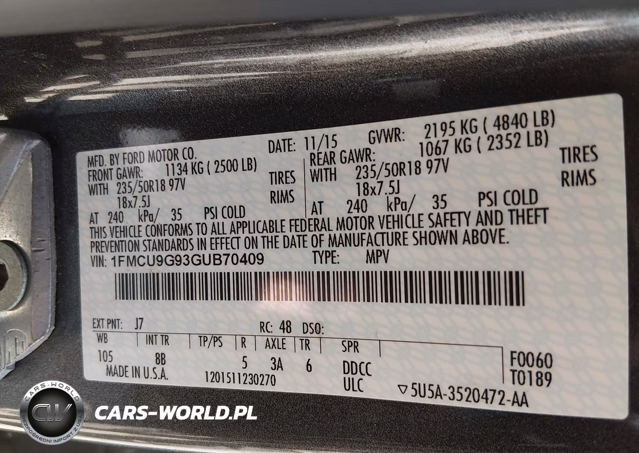 2016 Ford Escape Se VIN:1FMCU9G93GUB70409 - 9