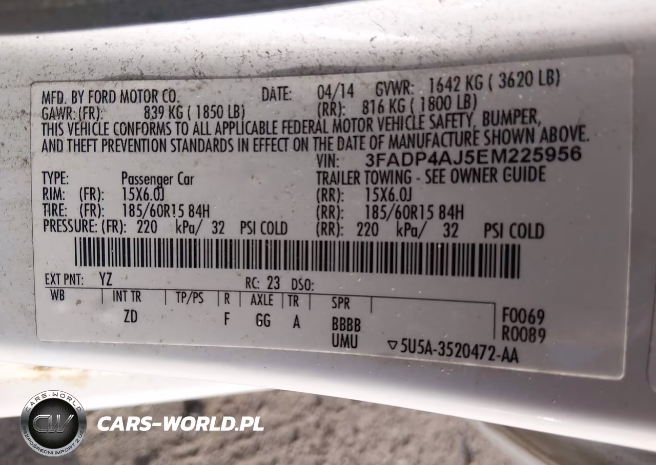 2014 Ford Fiesta S VIN:3FADP4AJ5EM225956 - 9