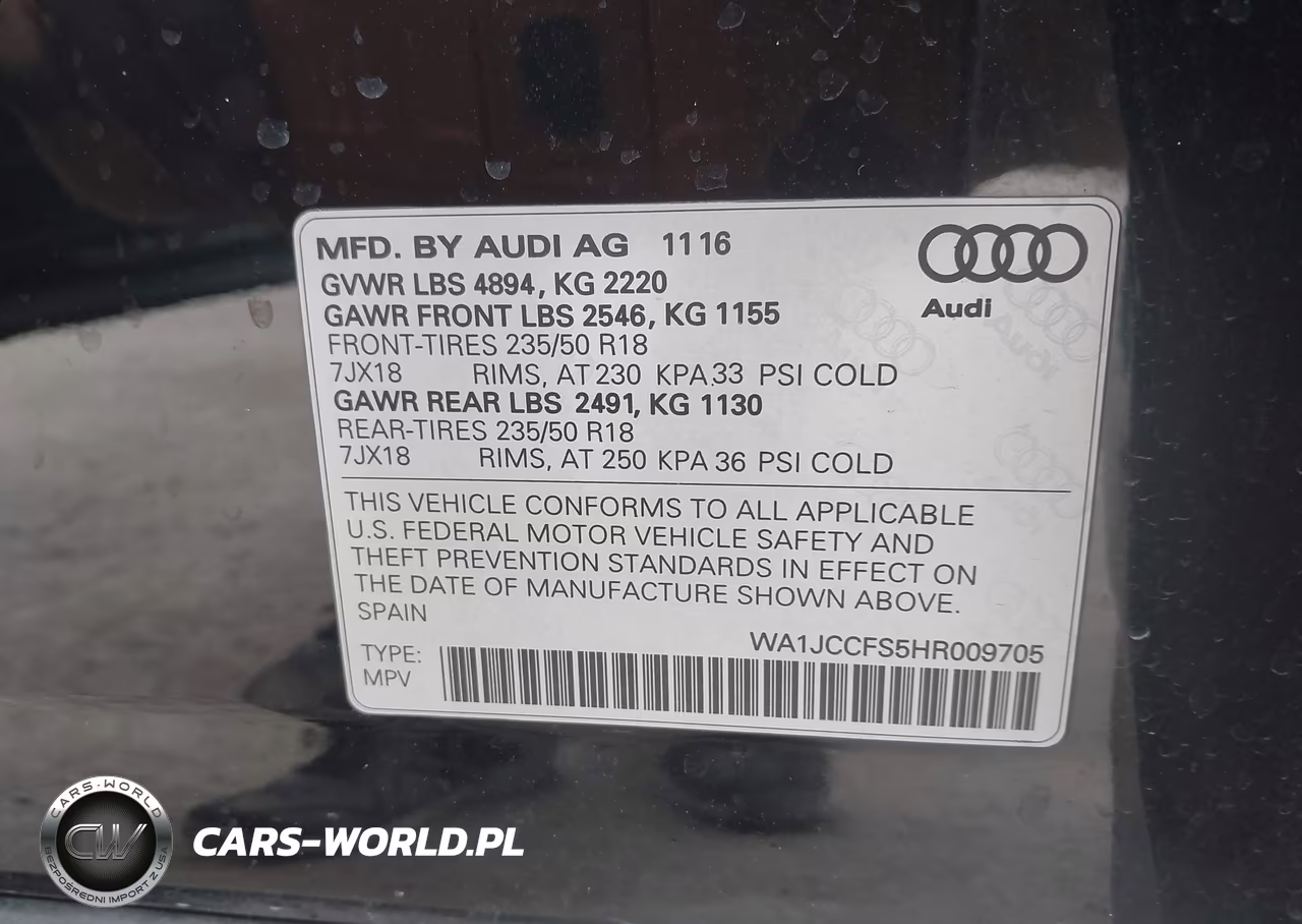 2017 Audi Q3 2.0T Premium VIN:WA1JCCFS5HR009705 - 9