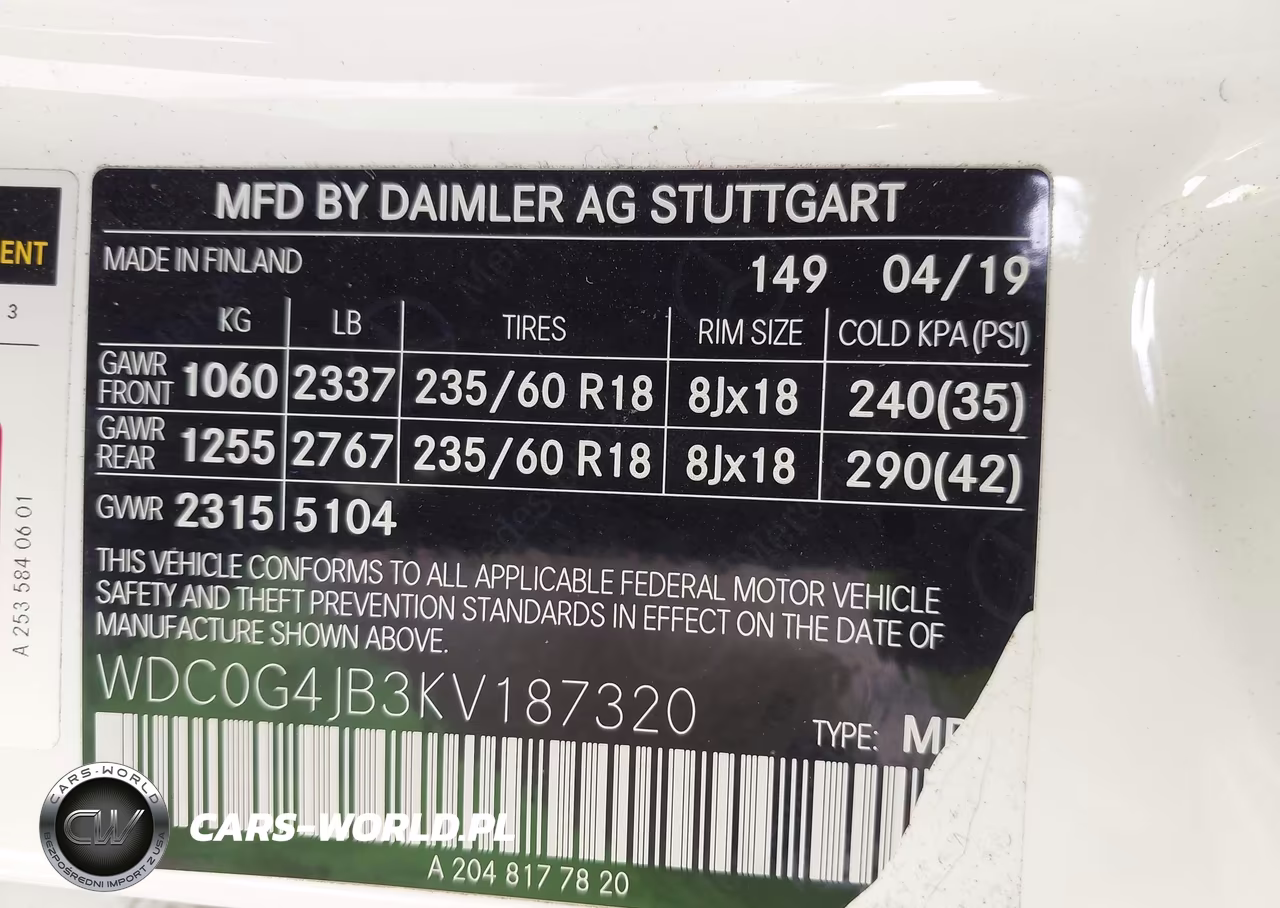 2019 Mercedes-Benz Glc 300 VIN:WDC0G4JB3KV187320 - 9