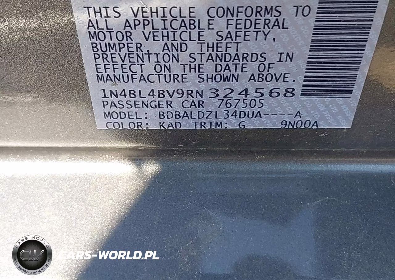 2024 Nissan Altima S Fwd VIN:1N4BL4BV9RN324568 - 9