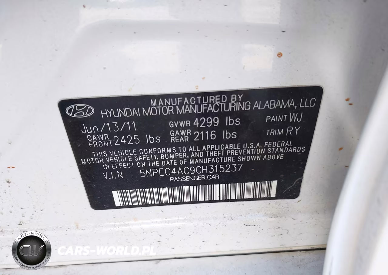 2012 Hyundai Sonata Limited VIN:5NPEC4AC9CH315237 - 9