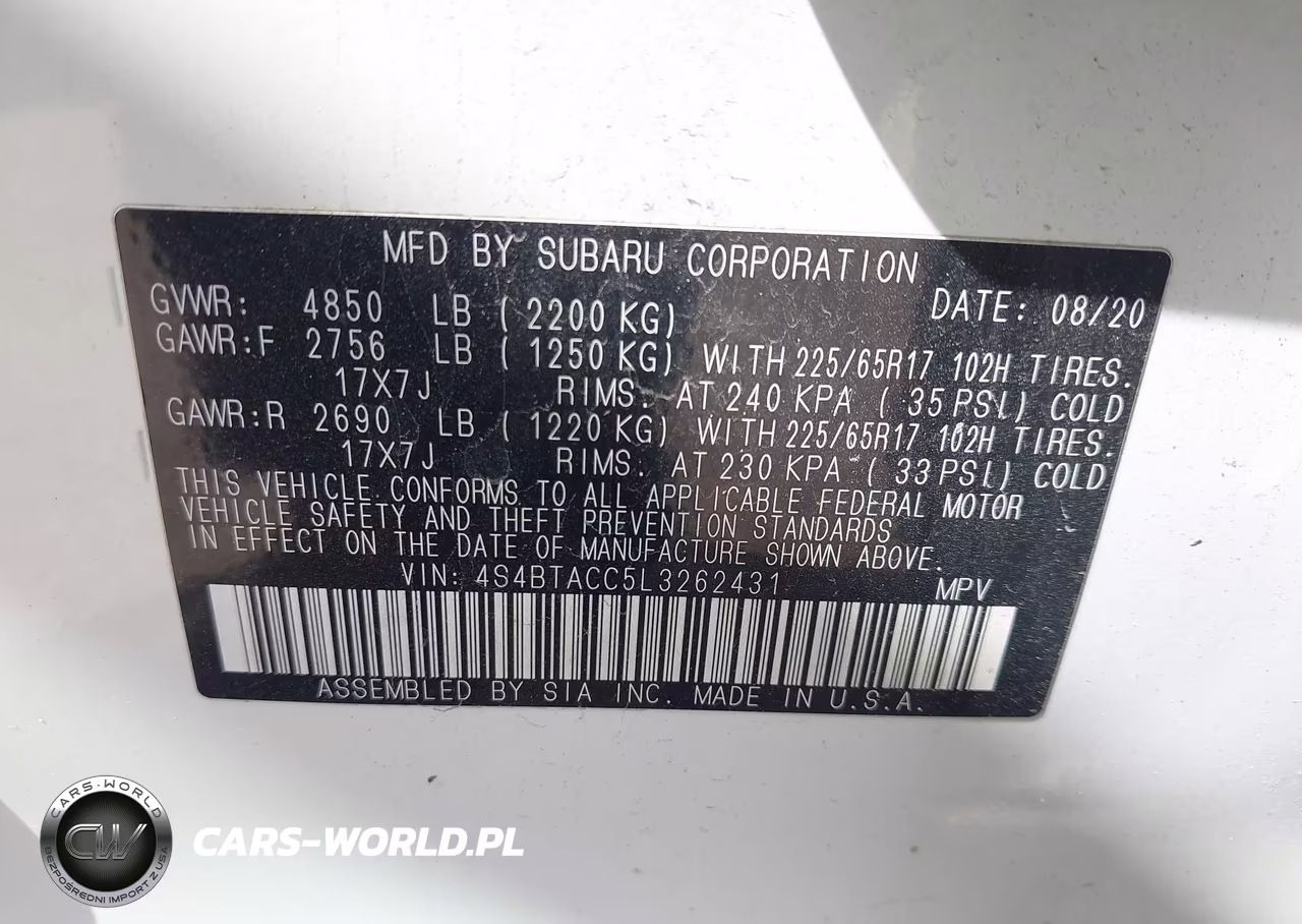 2020 Subaru Outback Premium VIN:4S4BTACC5L3262431 - 9