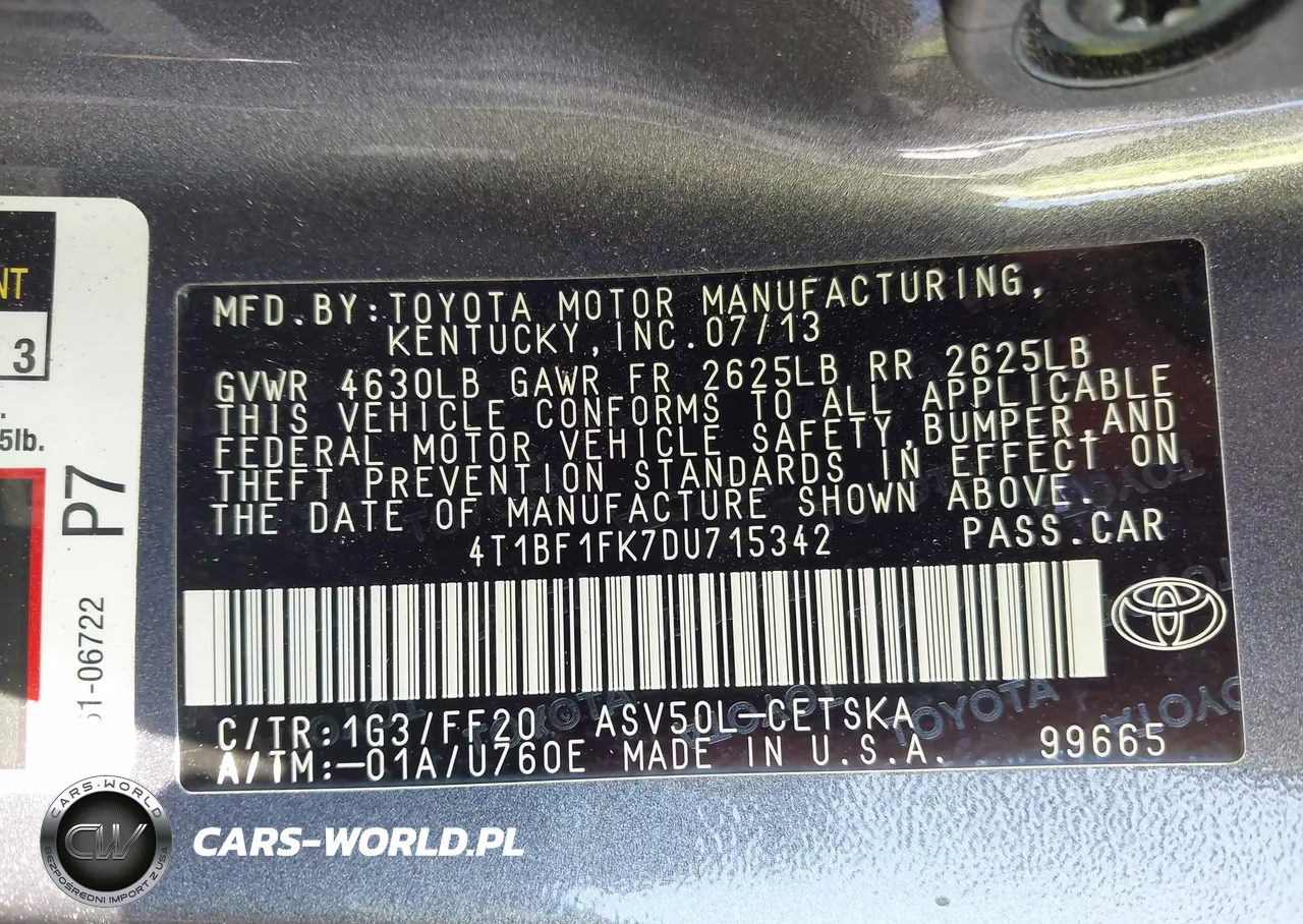 2013 Toyota Camry Se VIN:4T1BF1FK7DU715342 - 9