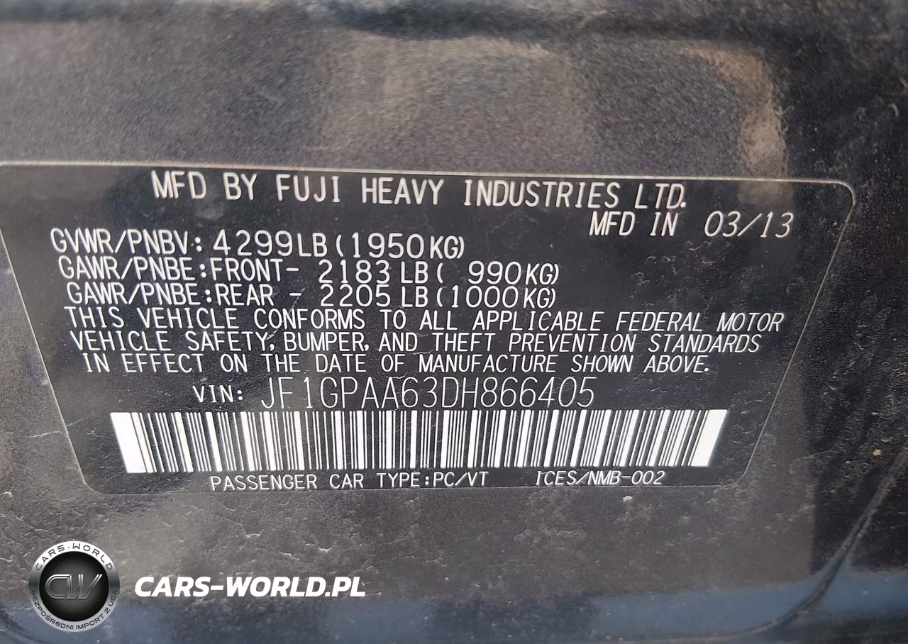 2013 Subaru Impreza Wagon 2.0I VIN:JF1GPAA63DH866405 - 9