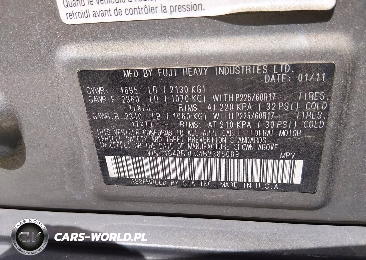 2011 Subaru Outback 3.6R Limited VIN:4S4BRDLC4B2385089 - 9