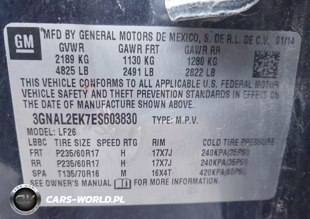 2014 Chevrolet Captiva Sport 2Ls VIN:3GNAL2EK7ES603830 - 9