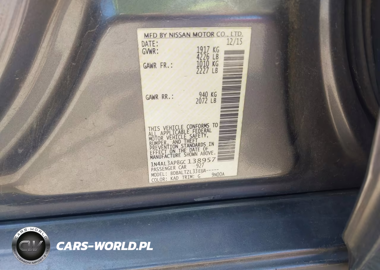 2016 Nissan Altima 2.5 Sl VIN:1N4AL3AP8GC138957 - 9