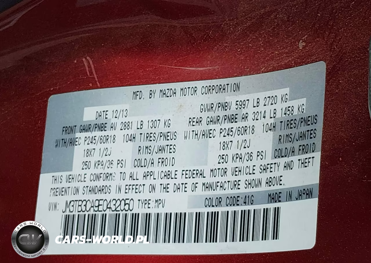 2014 Mazda Cx-9 Touring VIN:JM3TB3CA9E0432050 - 9