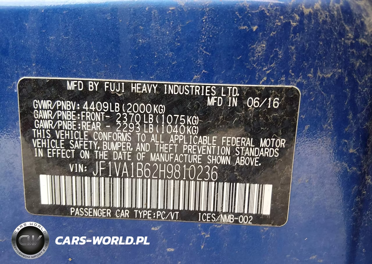 2017 Subaru Wrx VIN:JF1VA1B62H9810236 - 9
