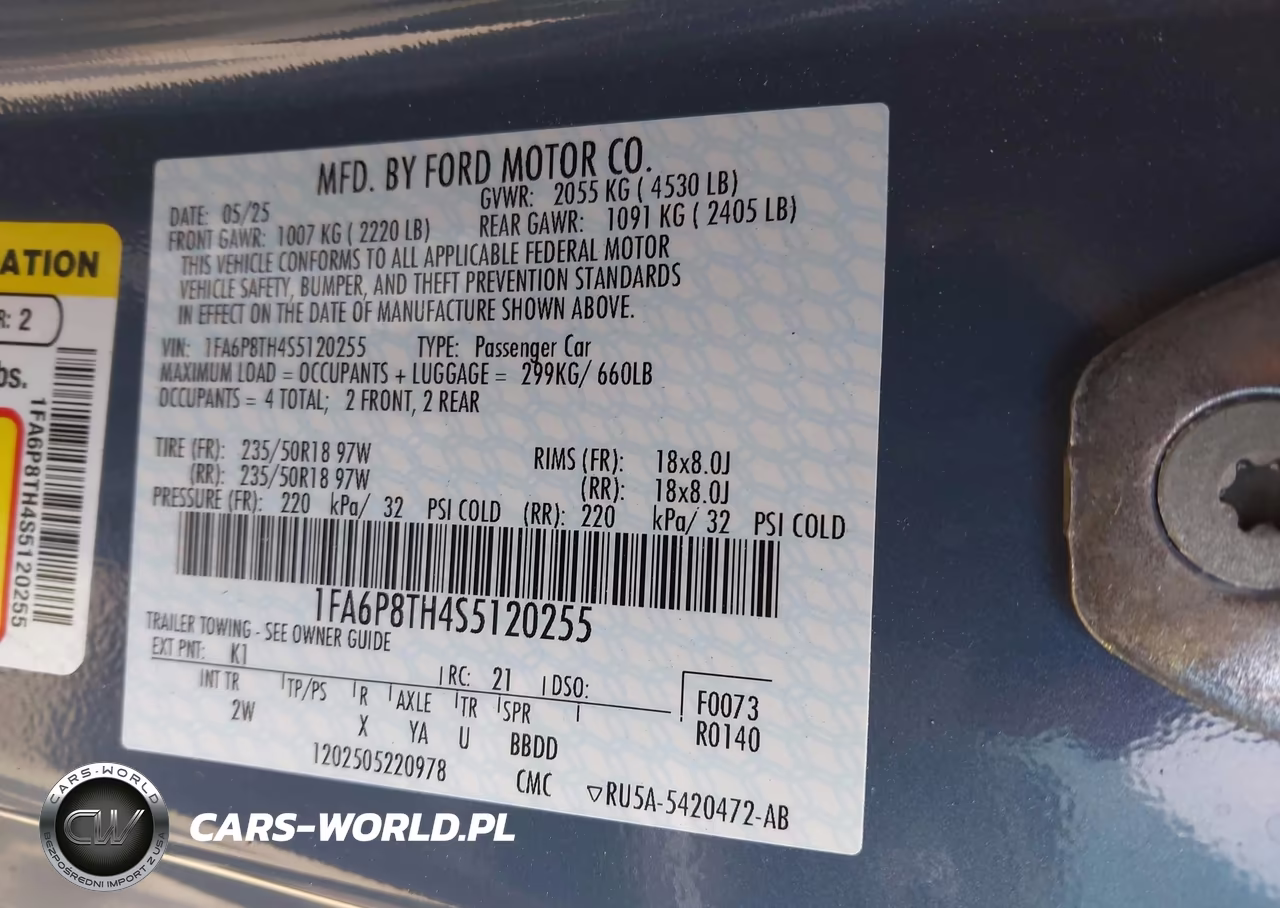 2025 Ford Mustang Ecoboost Fastback VIN:1FA6P8TH4S5120255 - 9