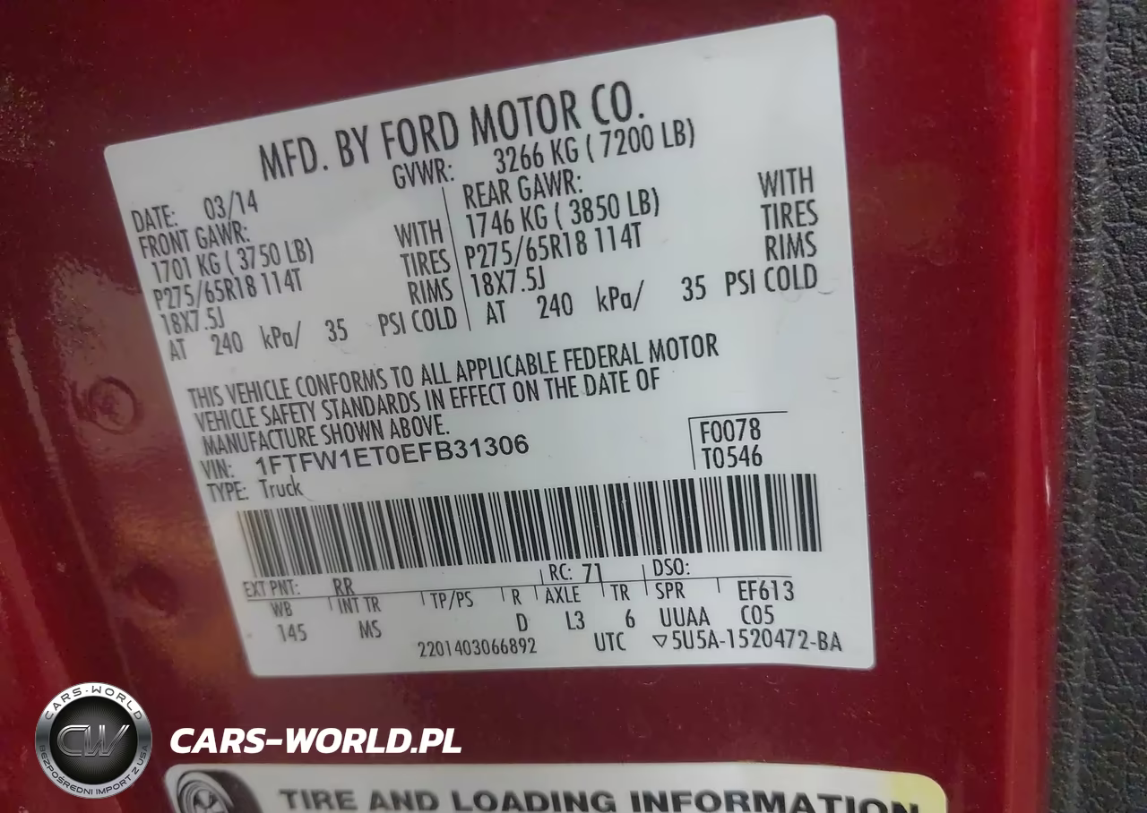 2014 Ford F-150 Xlt VIN:1FTFW1ET0EFB31306 - 9