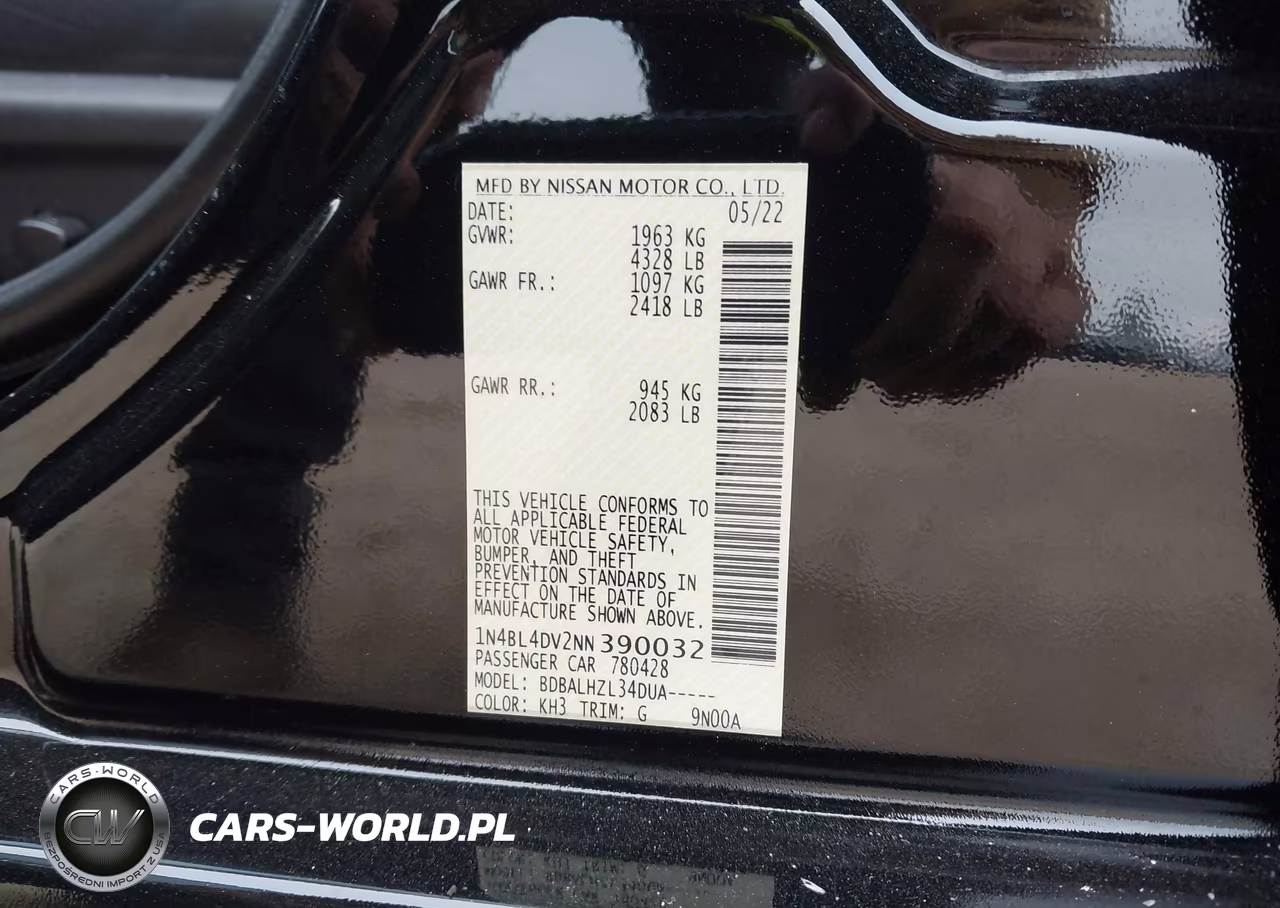 2022 Nissan Altima Sv Fwd VIN:1N4BL4DV2NN390032 - 9