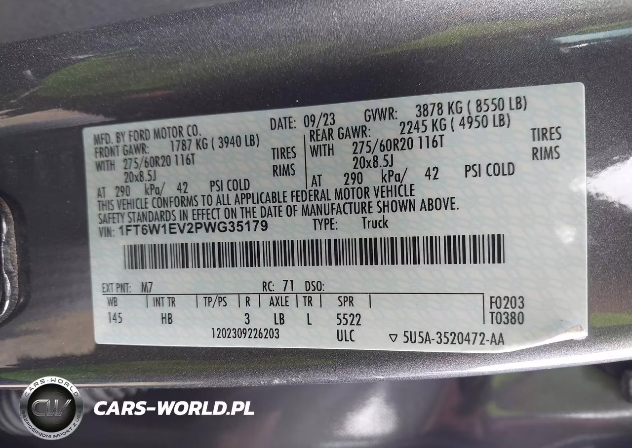 2023 Ford F-150 Lightning Lariat VIN:1FT6W1EV2PWG35179 - 9