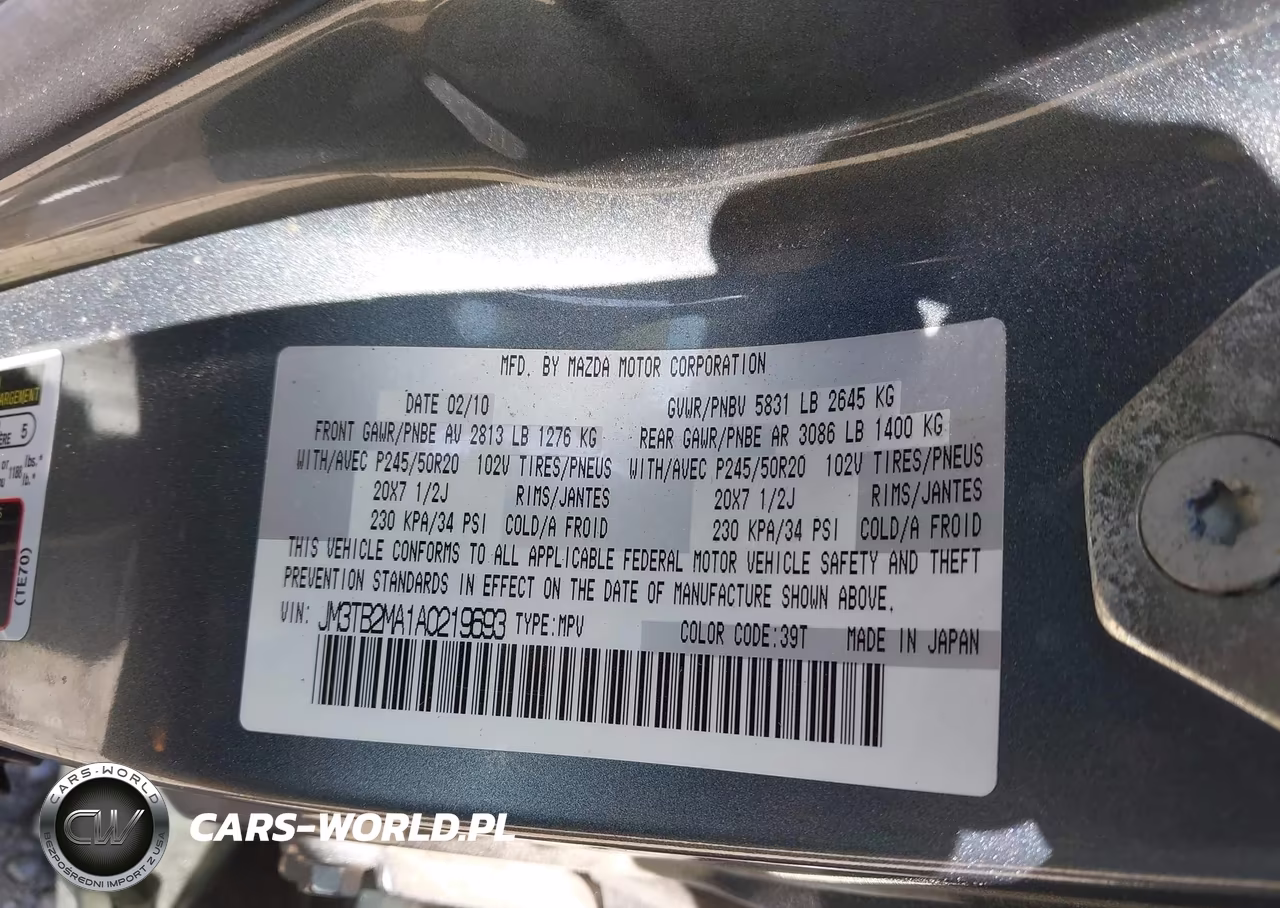 2010 Mazda Cx-9 Grand Touring VIN:JM3TB2MA1A0219693 - 9