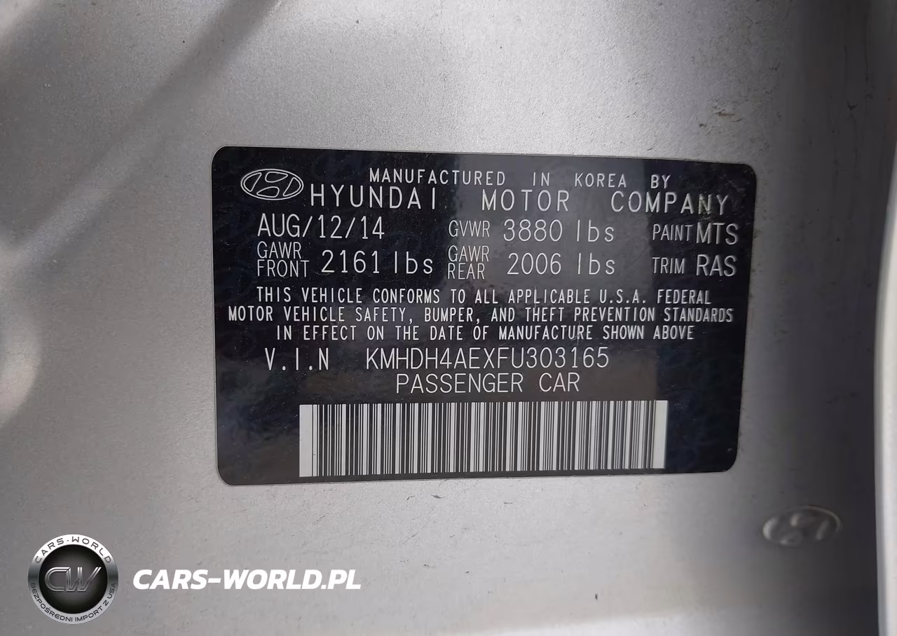 2015 Hyundai Elantra Se VIN:KMHDH4AEXFU303165 - 9