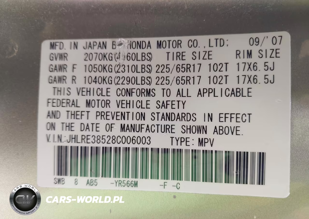 2008 Honda Cr-V Ex VIN:JHLRE38528C006003 - 9