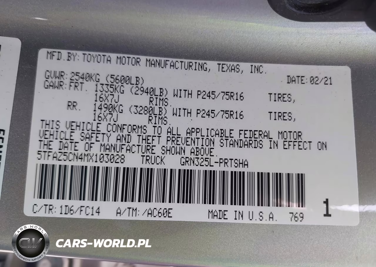 2021 Toyota Tacoma Sr5 V6 VIN:5TFAZ5CN4MX103028 - 9