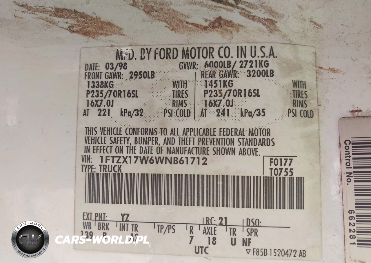 1998 Ford F-150 Lariat-Standard-Xl-Xlt VIN:1FTZX17W6WNB61712 - 9